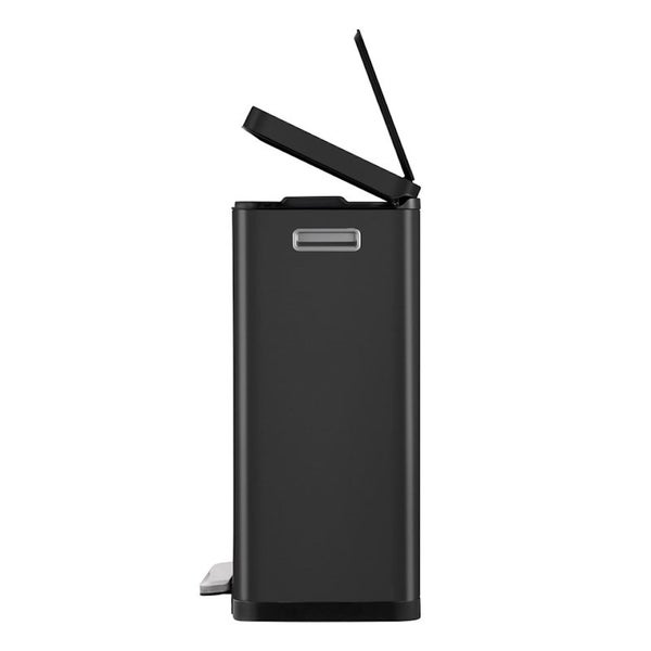 PROREGAL Stilvoller Rechteckiger Treteimer Mit Extra Breitem Pedal & Gedämpften Stay Open Deckel HxBxT 63,7 x 36,2 x 29,7 cm 30 Liter Schwarz
