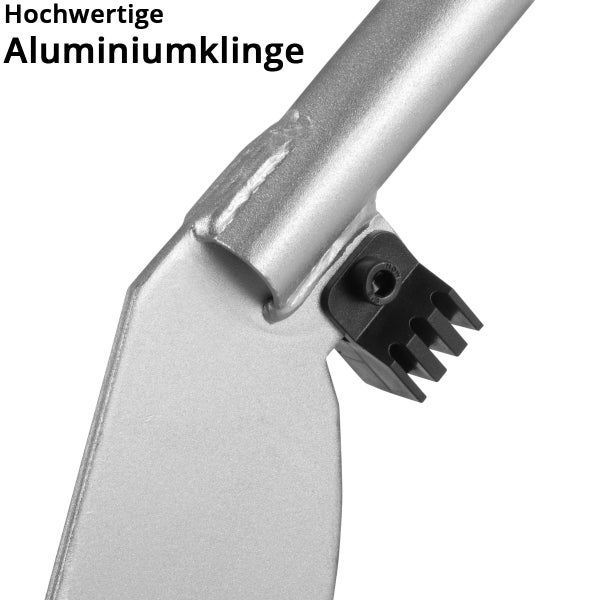 Aluminiumklinge mit Stielaufnahme und schwarzem geripptem Einsatz.