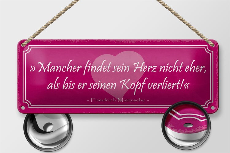 Blechschild Spruch 27x10cm mancher findet sein Herz nicht Dekoration