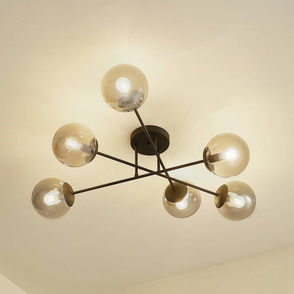 Deckenleuchte mit sechs Glaskugeln