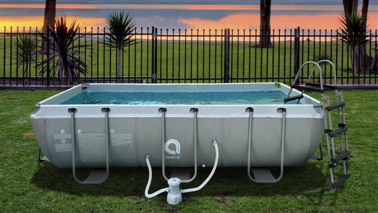 Avenli Frame Rectangular Pool Set 400x200x99 cm, Aufstellpool, reckteckig, mit Pumpe, grau