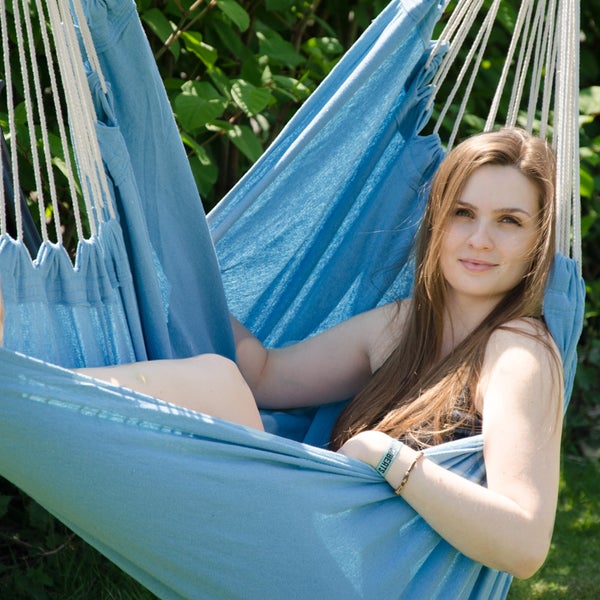 XXL Hängesessel Relaxsessel 185x130cm bis 150kg in Pazifik Blau