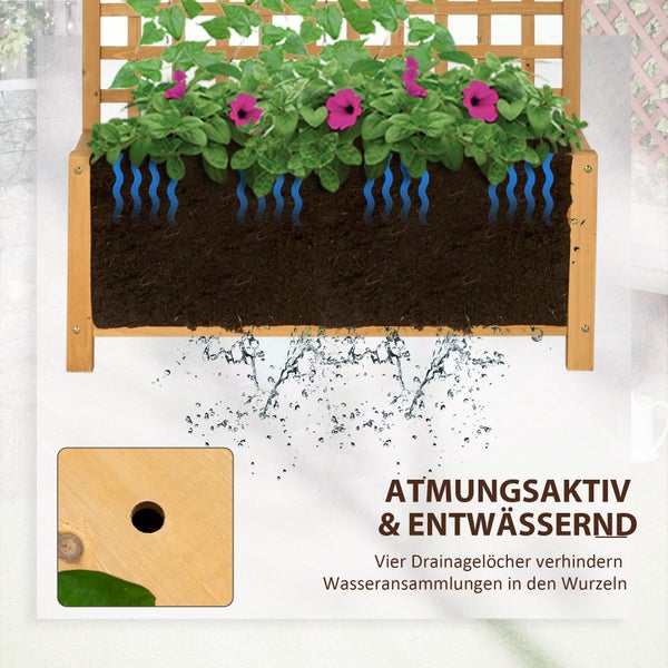 Outsunny Hochbeet Pflanzkasten mit Rankgitter, Spalier Pflanzkübel Blumenkasten Holz, Gartenspalier 90 x 45 x 183cm für Garten Balkon Terrasse, Blumenkübel für Kletterpflanzen Korbpflanzen, Blumen