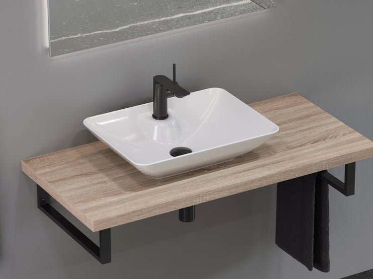 Aqua Bagno Leon Aufsatzwaschbecken – 64,4 cm – Keramik – Weiß Hochglanz – KB.LEON.002