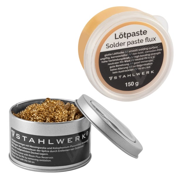 Lötzubehör Set mit Lötkolbenspitzen-Reiniger, Lötpaste & Lötpaste