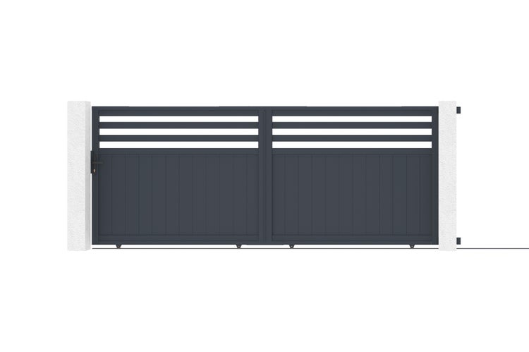 Schiebetor aus Metall mit horizontalen Streben