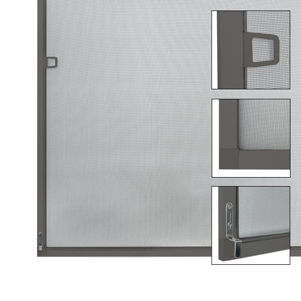 ECD Germany 2er Pack Fliegengitter mit Rahmen aus Aluminium - 80 x 100 cm - Grau - wetterfestes Moskitonetz aus Fiberglasgewebe für Fenster - Insektenschutz Fliegenschutz Mückengitter Mückenschutz