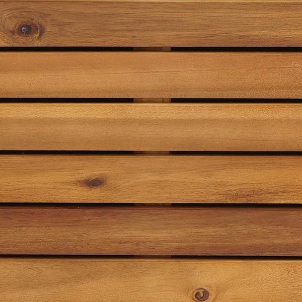 Quadratischer Pflanzkübel aus Holzlatten mit schwarzem Metallrahmen und schwarzem Innenkübel aus Kunststoff.