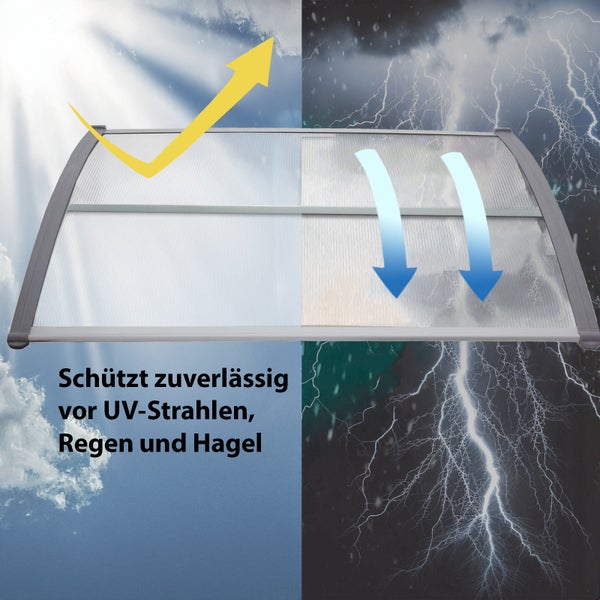 Vordach aus Polycarbonat mit Witterungsschutz gegen UV Strahlen Regen und Hagel