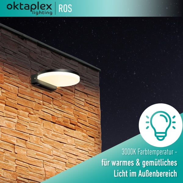 Ros LED Außenleuchte warmweiß 3000K 1300 Lumen 14,6W 230V Wandlampe außen anthrazit flach
