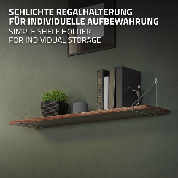 ML-Design 4 Stück Regalhalterung 250mm, Silber, Metall, Dreieckige Regalhalterungen, Schwebe Regalwinkel, Draht Wandhalterung, Regalträger für Wandmontage, Wandregal Wandkonsole Hängeregal Regalstütze