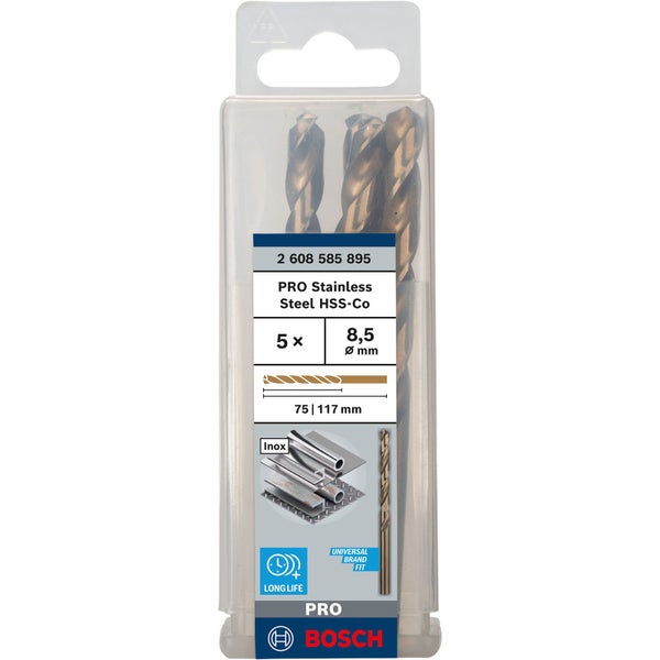 Bosch PRO Stainless Steel HSS-Co Spiralbohrer 8,5 x 75 x 117 mm - 2608585895