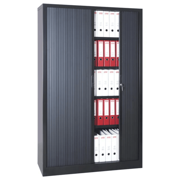 PROREGAL Rollladenschrank Weasel 5 Ordernhöhen HxBxT 195 x 120 x 46 cm Schwarz