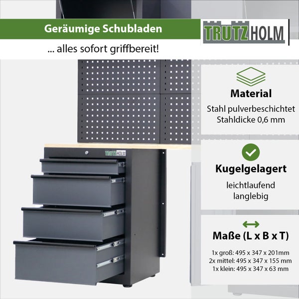 Werkstattwand 13-tlg. Modulares Werkstattschranksystem aus Stahl Werkstatteinrichtung in anthrazit