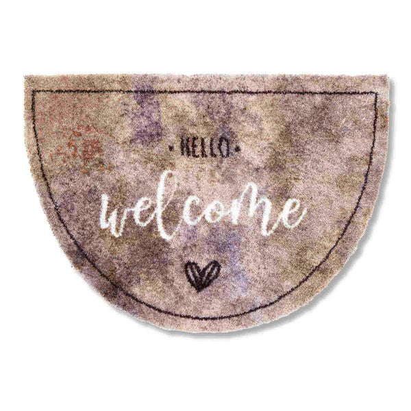 Halbrunde Fußmatte mit der Aufschrift Hello Welcome