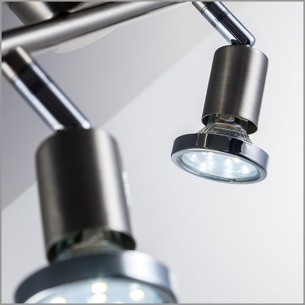 Deckenstrahler - 6W, 500lm, LED, schwenkbar, 2-flammig, GU10, warmweiß, matt-nickel