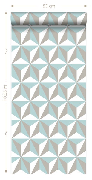 Tapetenrolle mit geometrischem Dreiecksmuster, 53 cm breit und 10,05 m lang