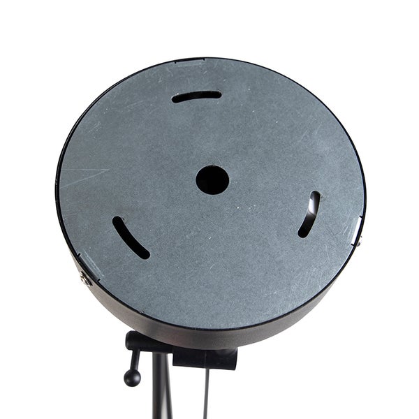 Runde Montageplatte aus Metall mit einer zentralen Öffnung und drei gebogenen Schlitzen.