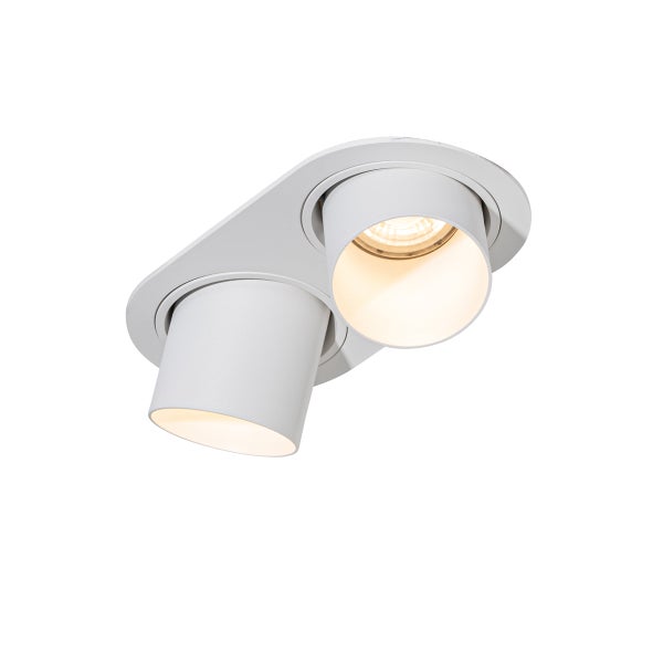 Zweiflammiger verstellbarer Deckenstrahler in Weiß mit zwei zylindrischen LED-Strahlern