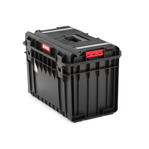 PROREGAL QBRICK Werkzeugkasten One Mit Aluminiumschienen 52 Liter Traglast Bis Zu 120 kg Mit Deck & Frontgriff Mit Klemmverschlüsse Schwarz