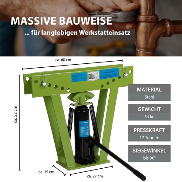 Rohrbiegemaschine hydraulisch 12t Presskraft 6 Matritzen 90° Biegewinkel Rohrbieger Rohrbiegegerät