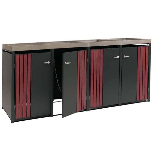 Mülltonnenbox für drei Mülltonnen mit Türen