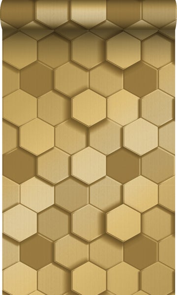 Origin Wallcoverings Öko-Strukturtapete 3D Wabenmuster Gold - 0.53 x 10.05 m - 347971