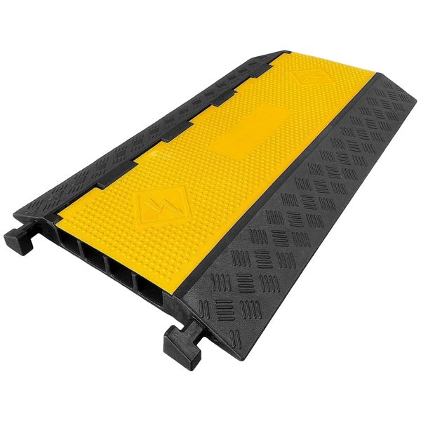 5-Kanal-Kabelbrücke aus Gummi mit gelbem Deckel und rutschfester Oberfläche.