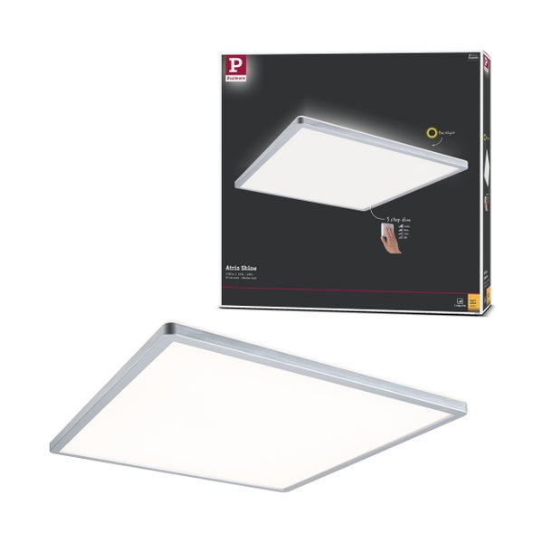 LED Panel 3-Step-Dim Atria Shine Backlight eckig 420x420mm 22W 2200lm 3000K Chrom matt dimmbar
