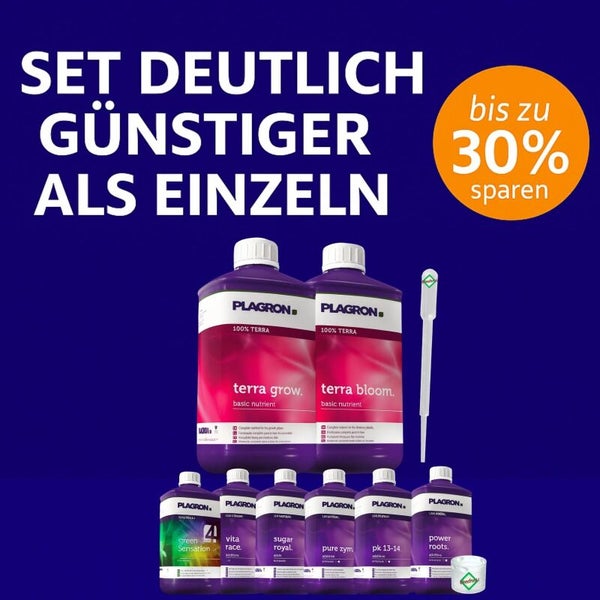 Plagron Düngemittel Set mit Terra Grow, Terra Bloom und Zusätzen für Pflanzen