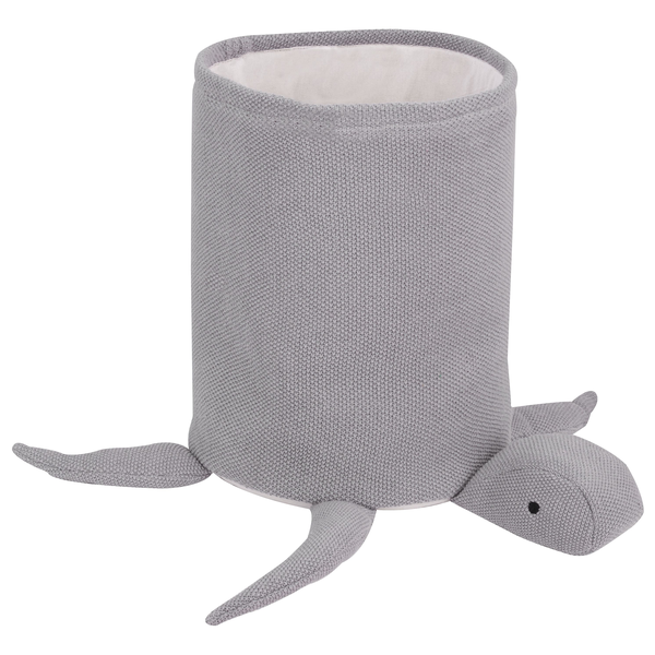 Grauer Strick-Übertopf in Schildkrötenform