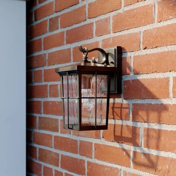 Lindby Wandleuchte außen Charmaine (Retro, Vintage Antik) in Braun aus Aluminium (1 flammig E27) - Außenwandleuchten Wandlampe Led Außenlampe Outdoor für Außenwand/Hauswand Haus