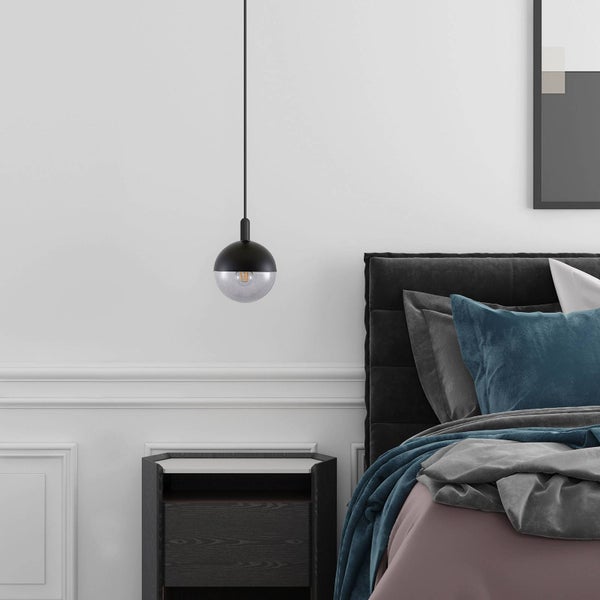 Lucande Pendelleuchte Dustian (Design, Modern) in Schwarz aus Glas (1 flammig E27) - Design-Hängeleuchte Esstischlampe Hängelampe Hängeleuchte Wohnzimmerleuchte