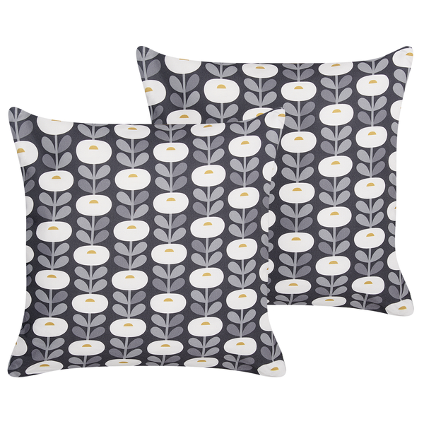 Gartenkissen 2er Set VALSORDA Geometrisches Muster 45 x 45 cm Grau