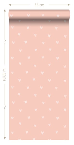 Tapetenrolle mit Herzmuster, 53 cm breit und 10,05 m lang