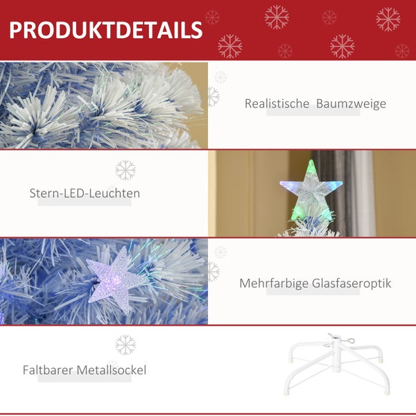 HOMCOM künstlicher Weihnachtsbaum, Ø60 x 120H cm, Metall, Weiß, Blau