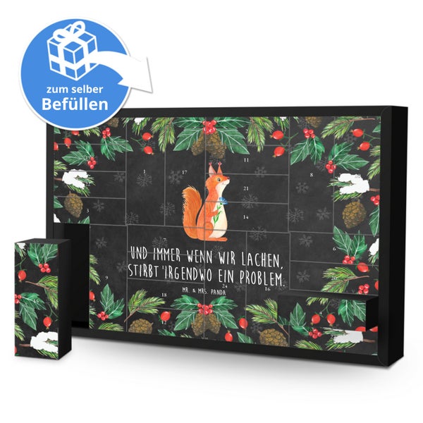 Mr. & Mrs. Panda Befüllbarer Adventskalender Eichhörnchen Blume - Schwarz
