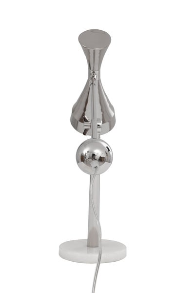 Tischlampe in Silber mit Marmor Fuss, Nachttischlampe | Wohnzimmer Esszimmer Leuchte