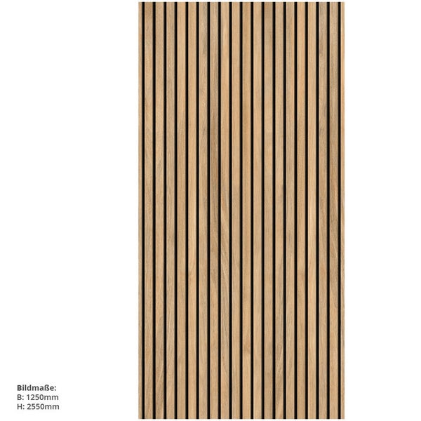 Eiche Streifen, 125x255cm, fugenlose Wandpaneele aus Alu-Verbund 3mm, Duschrückwand