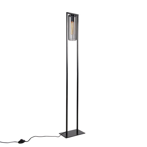 QAZQA - Moderne Stehlampe schwarz - Balenco Wazo I Wohnzimmer I Schlafzimmer - Stahl Länglich - LED geeignet E27