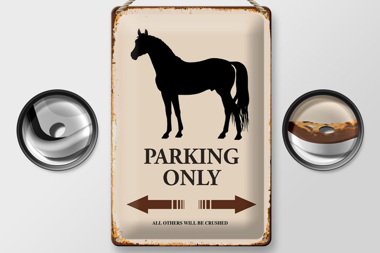 Blechschild Spruch 20x30cm Pferd Parking only all others