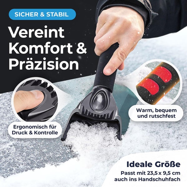 LYVANAS Eiskratzer Auto TESTSIEGER 2025* - Ergonomischer Profi Scheibenkratzer Auto schnell & stark - Effizienter & sicherer Schneekratzer Auto aus Premium ABS - Kratzer Auto Zubehör schont langlebig