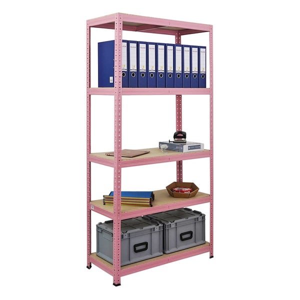 Berlinlodge Wohnregal PINK LADY, HxBxT 180x90x40cm, Fachlast 175kg, 5 Ebenen, Pink, Bücherregal, Standregal, Büroregal für Wohnzimmer, Schlafzimmer, Arbeitszimmer