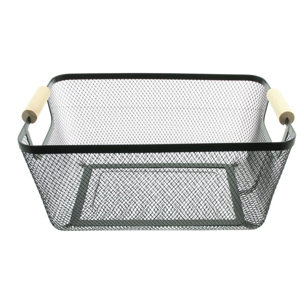 FRANK FLECHTWAREN | Metallkorb Bambusgriffe, METALL, BAMBUS, 33 x 21 x 15 cm