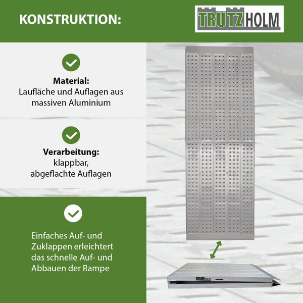 TRUTZHOLM Auffahrrampe extrabreit 300 cm klappbar Alu 400 Kg 70 cm Rampe Verladerampe Eventrampe