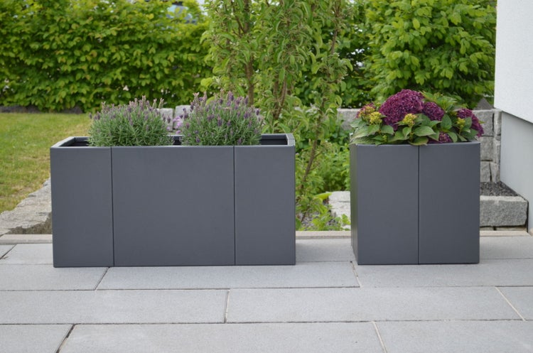 Pflanzkübel ELEO Vernazza 40 x 120 x 40 cm Metall anthrazit - pulverbeschichtet schwarz