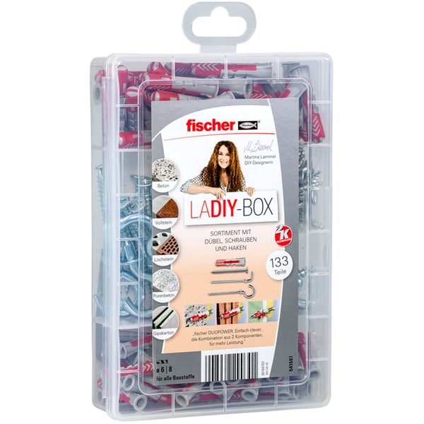 Fischer Dübel, Schrauben und Haken Sortiment in transparenter Box