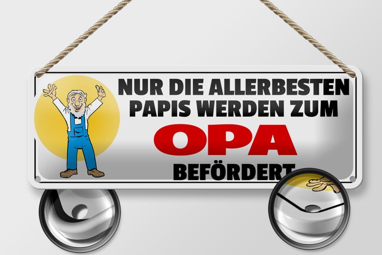 Blechschild Spruch 27x10cm beste Papis zum Opa befördert Dekoration