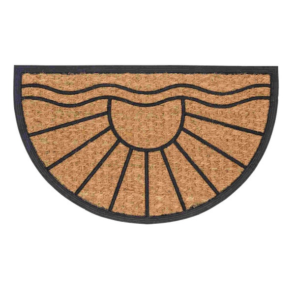 Halbrunde Fußmatte aus Kokosfaser mit Muster