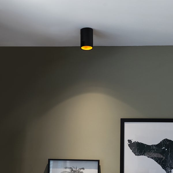 Moderner Strahler Schwarz mit Gold GU10 50mm - Deep